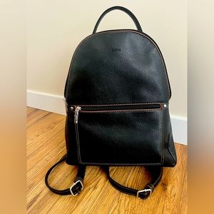 Roots Leather Black Backpack